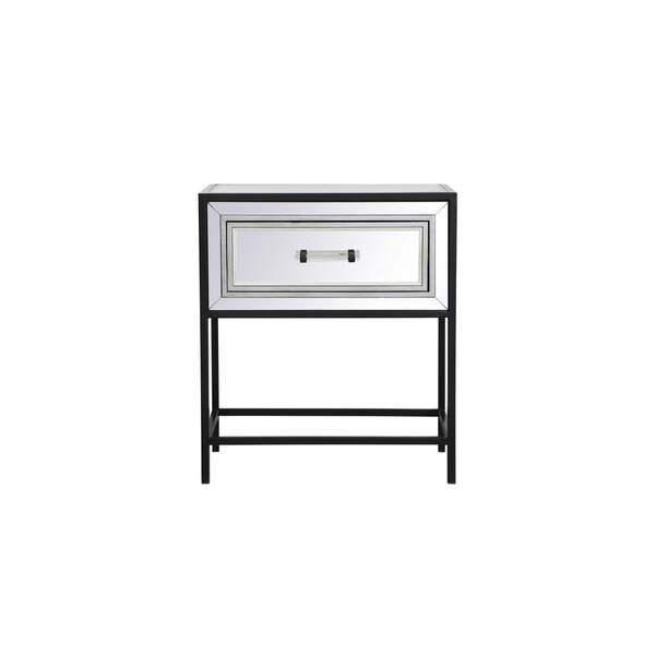 Elegant Decor 21 in. Mirrored One Drawer End Table, Black MF73015BK - main